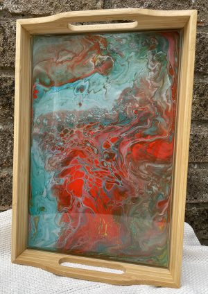 Multi coloured bamboo tray